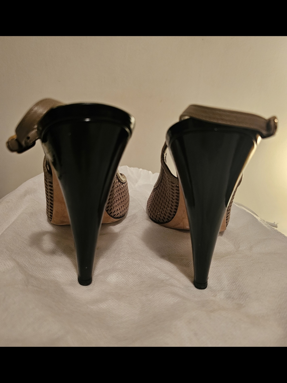 100% Authentic Chanel Taupe Slingback Peep-Toe Sandals - Picture 3 of 5